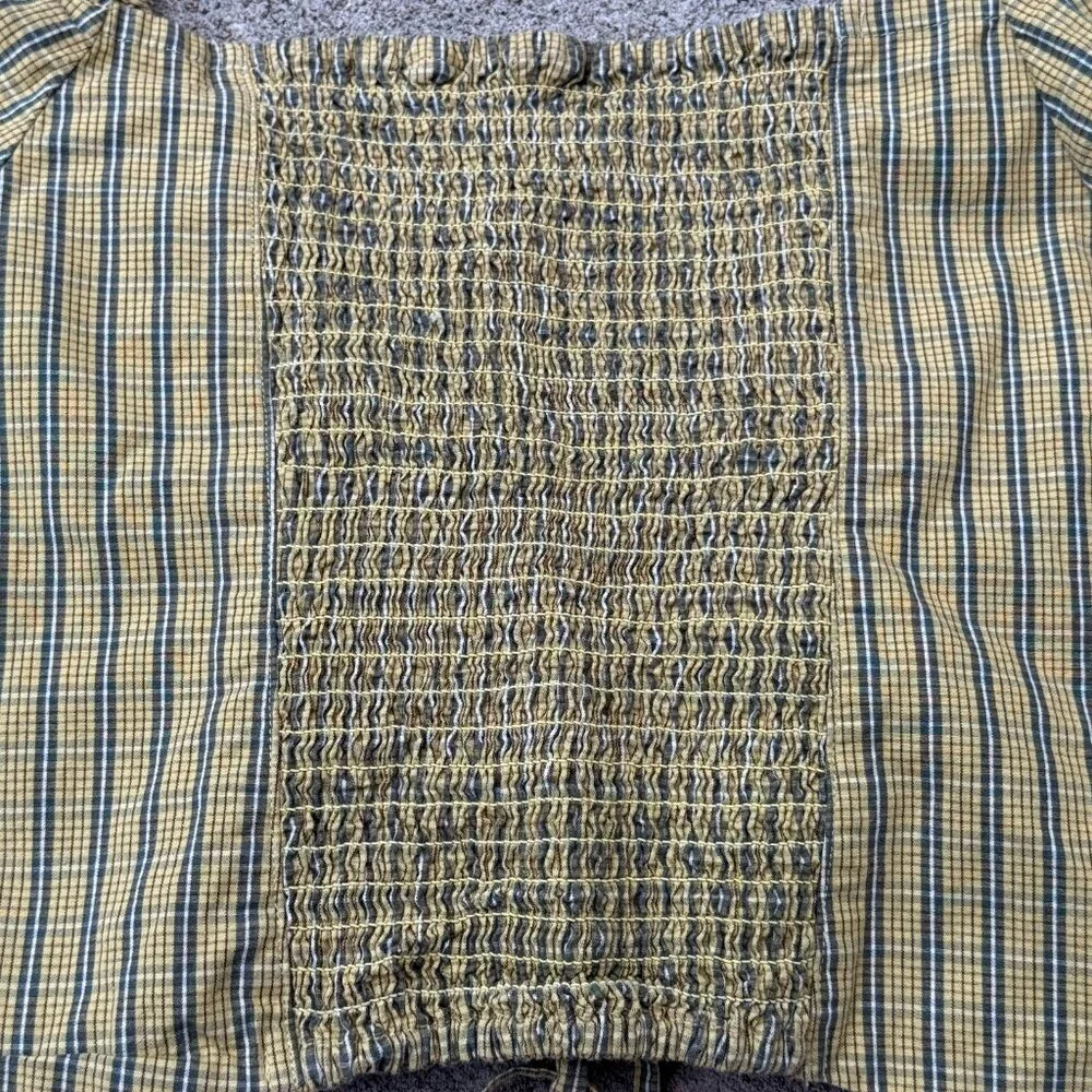 Levi's Devin Plaid Crop Long Sleeve Blouse Top Zelda Plaid Weeping Willow- Large - Picture 5 of 9